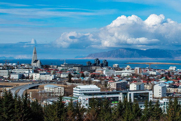 scenic view of Reykjavik city