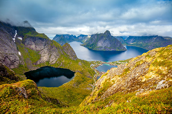 panoramic view of a fjord