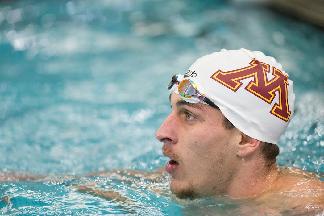 Gophers swimmer Bar Soloveychik in the pool