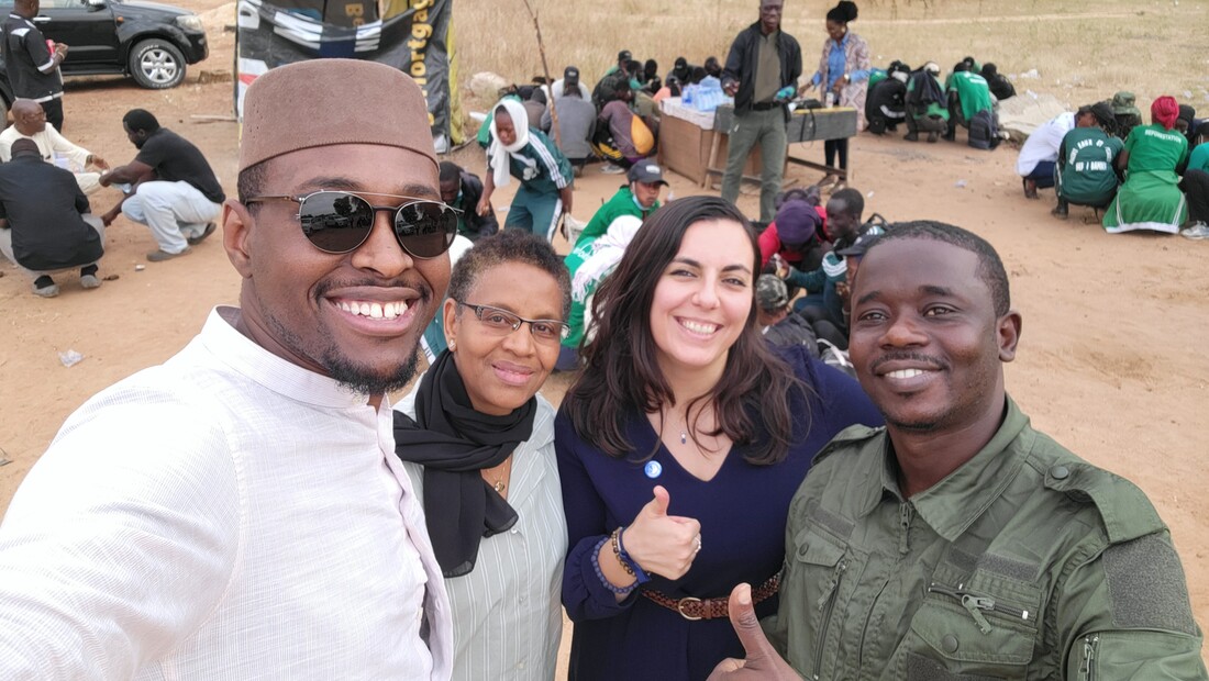 Gilles Amadou Ouedraogo, far left, on a field visitin Touba, Senegal, with colleagues from the Great Green Wall project.