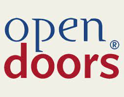logo for the Open Doors report with the words Open and Doors in different colors