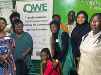 Zamzam Dini (second from right) with members of the Organization for Women Empowerment NGO. Photo credit: Courtesy of Zamzam Dini