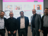 Five men stand in front of powerpoint presentation